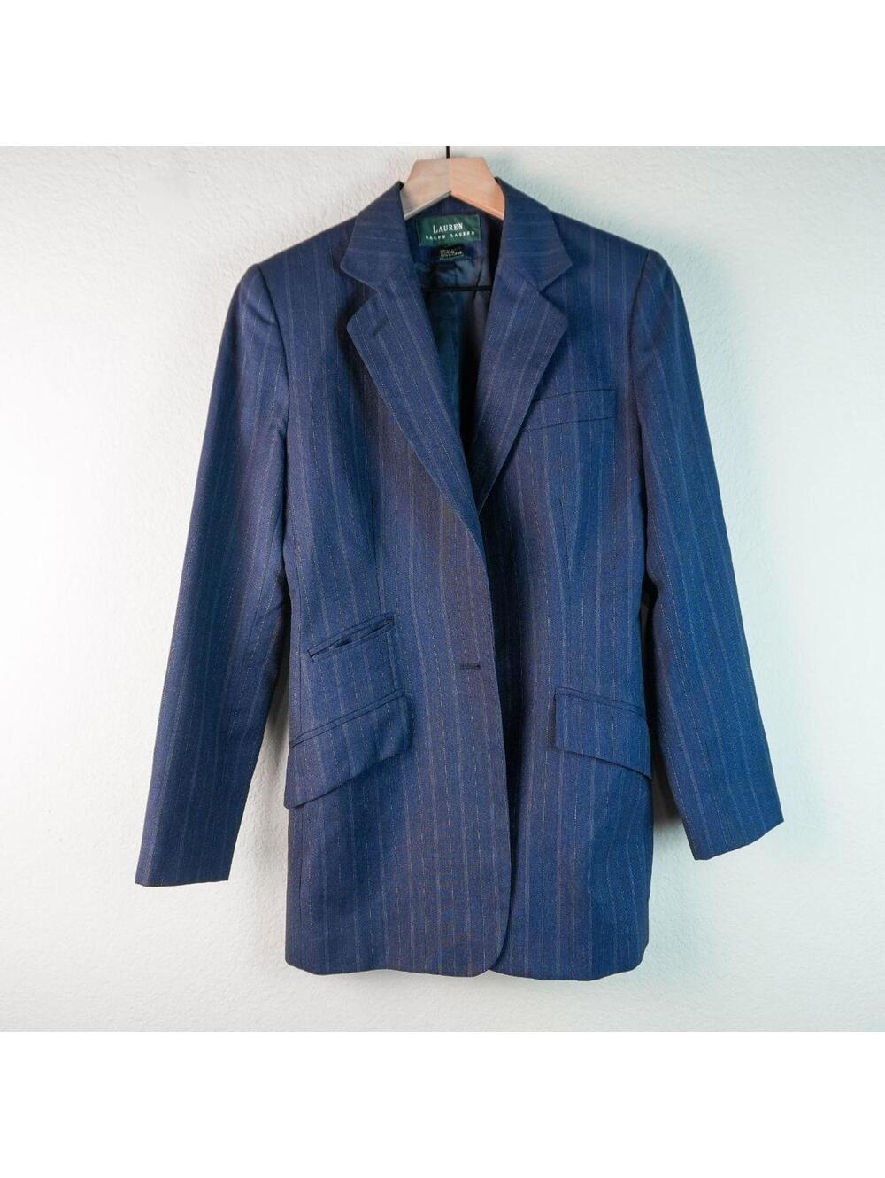Ralph Lauren Blazer Women's 6 Navy Lauren Striped